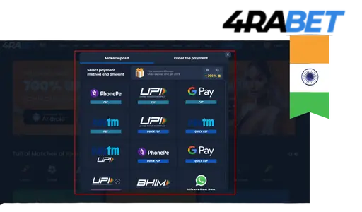 4rabet Deposit and Withdrawal Methods